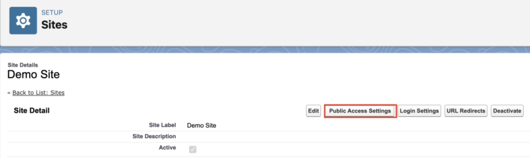 Salesforce Public Site Access